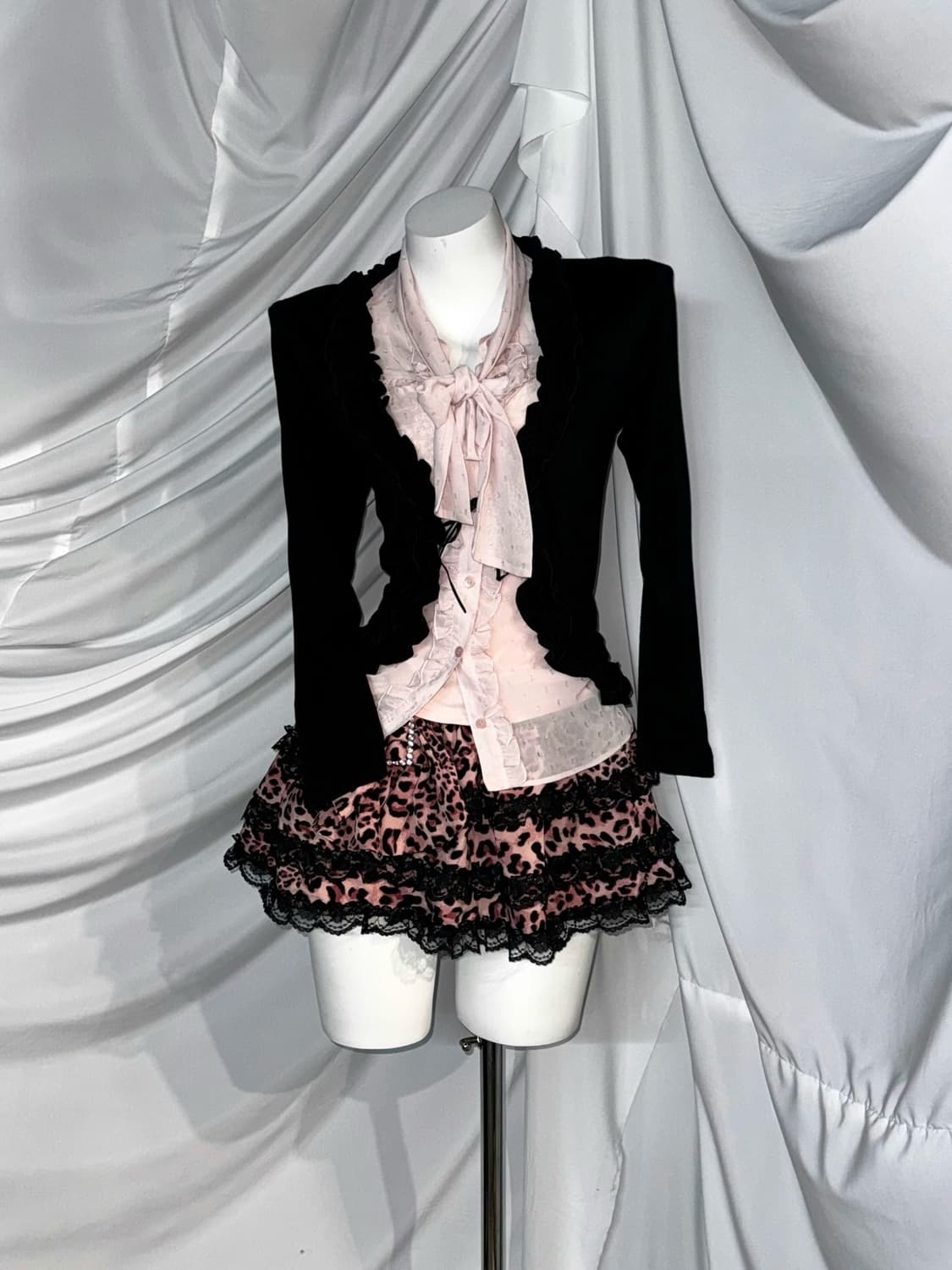 히메갸루 핑크 레오파드 프릴 코디세트  상품이미지7