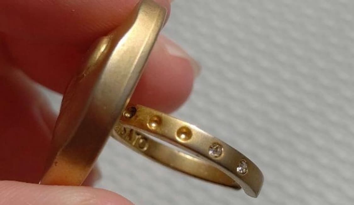 희귀 츠모리 치사토 고양이 얼굴 골드 링 상품이미지5