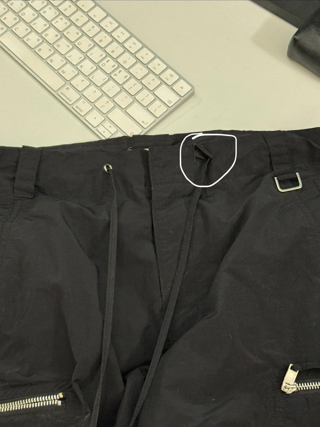 나체 퍼거링 카고 트랙 스트링 팬츠 블랙 상품이미지5