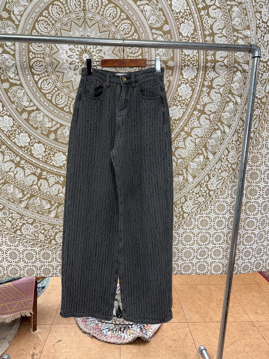 빈티지 여성 디테일 흑청 데님팬츠  상품이미지3