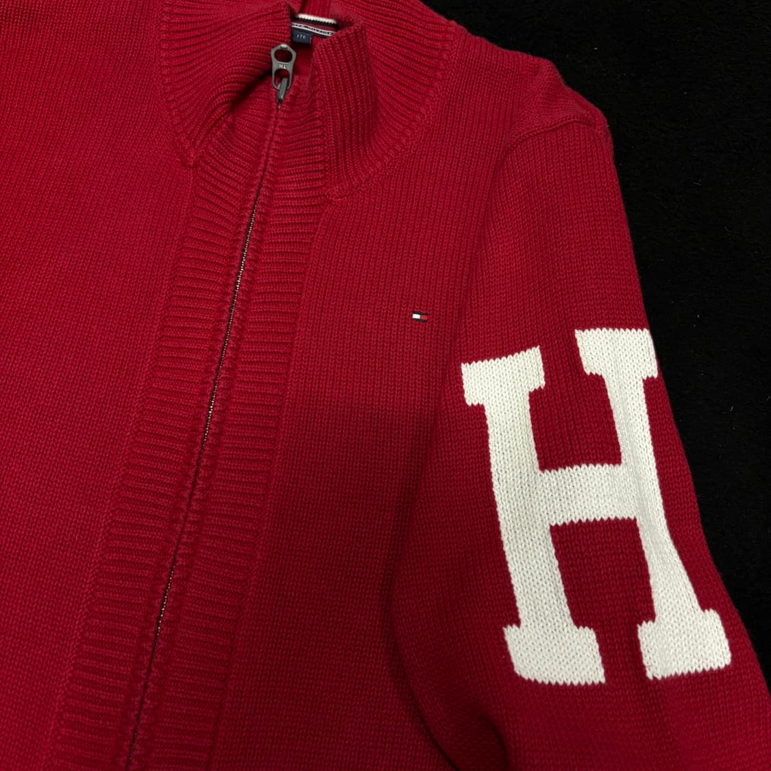 우먼L 타미힐피거 레드 H로고 니트집업 상품이미지3