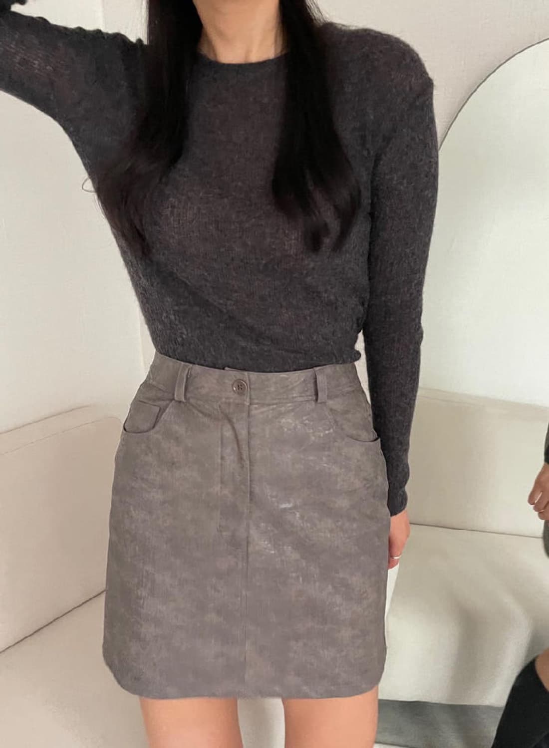 TABLE 러버 스커트 - 그레이, 브라운 상품이미지1