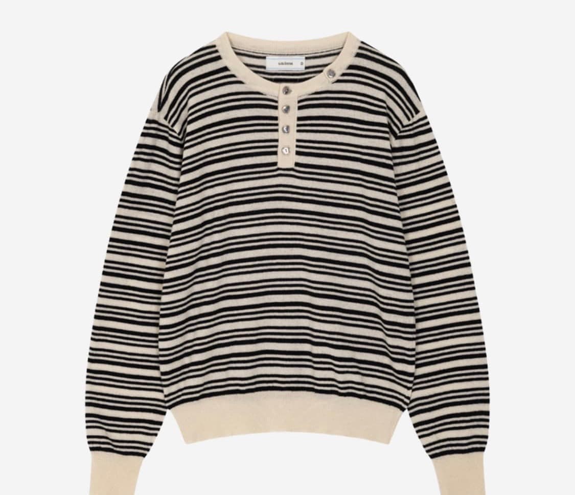 웨이비니스 헨리넥 스트라이프 니트 상품이미지1