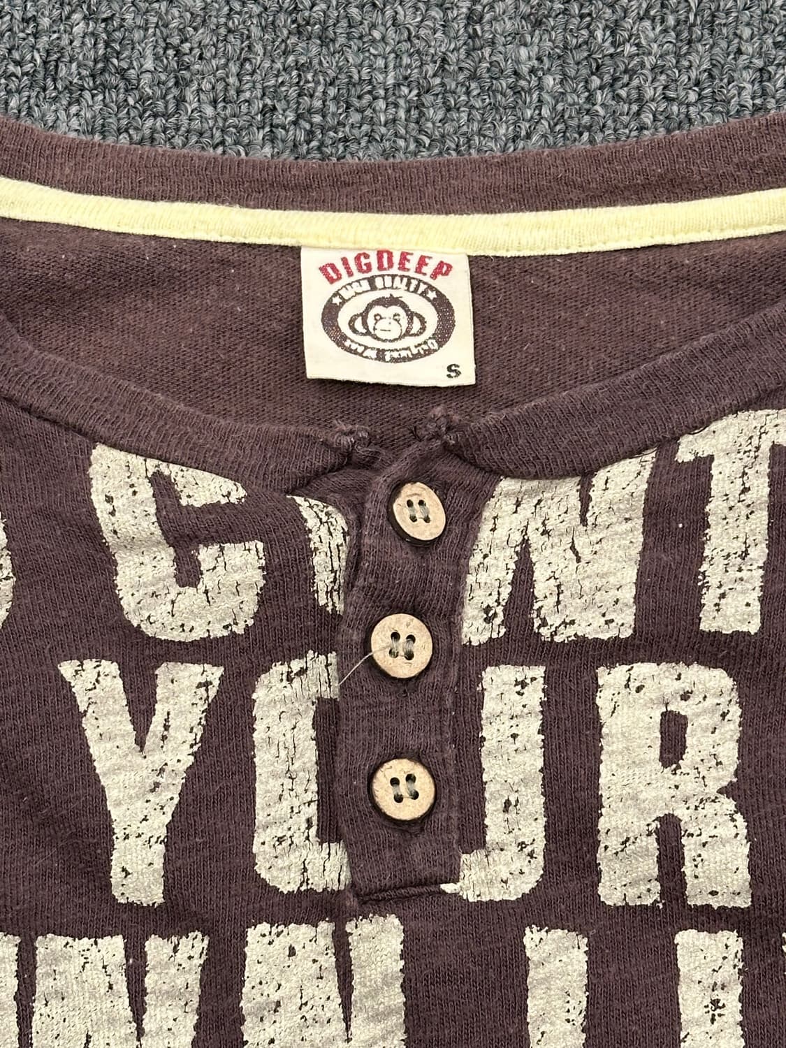 S)DIGDEEP 빈티지 브라운 버튼넥 롱슬리브 상품이미지3