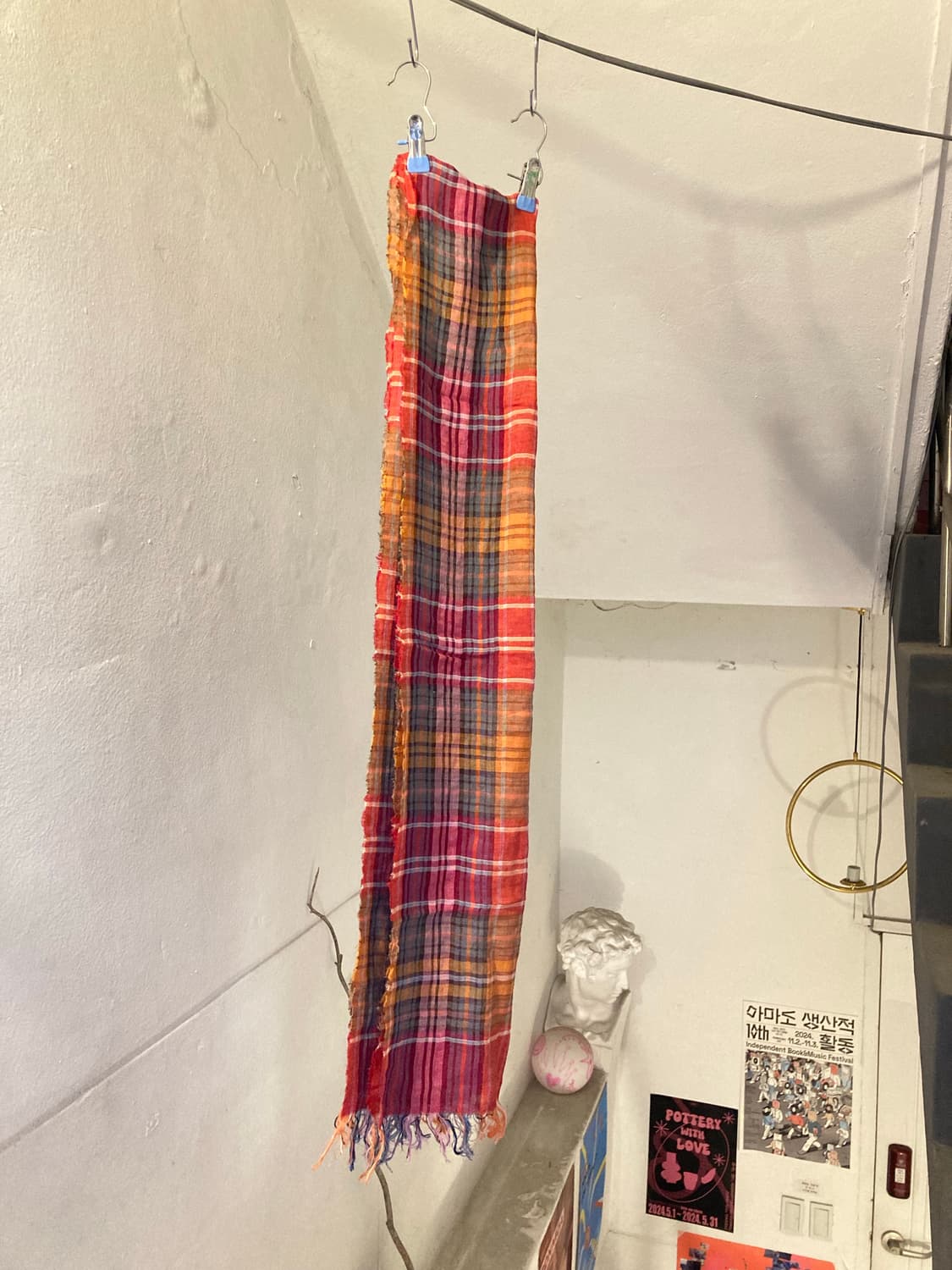 빈티지 레인보우 체크 머플러 상품이미지1