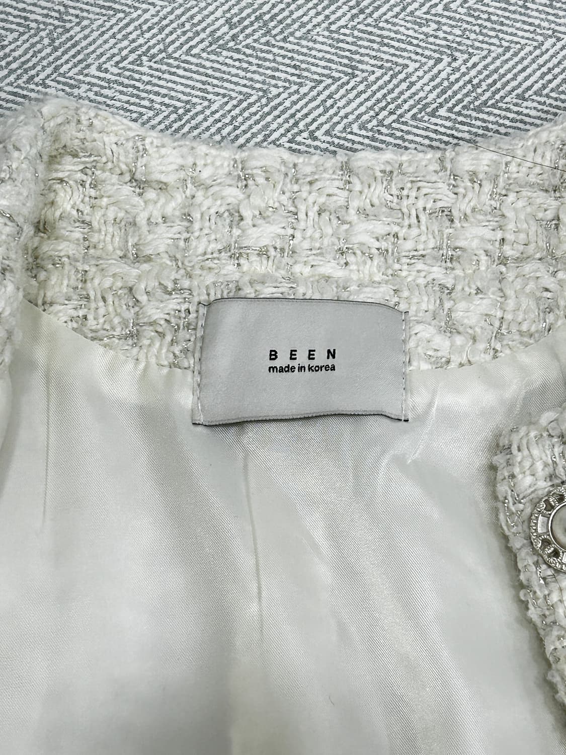 Been 화이트 퍼 트위드 자켓 상품이미지5