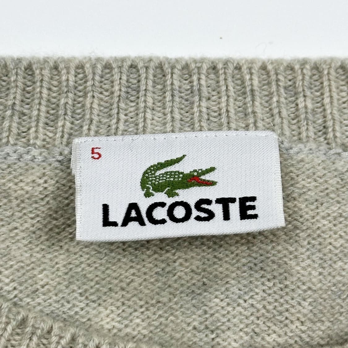 라코스테 빅 크록 오트밀 크루넥 니트 (XL) 상품이미지5
