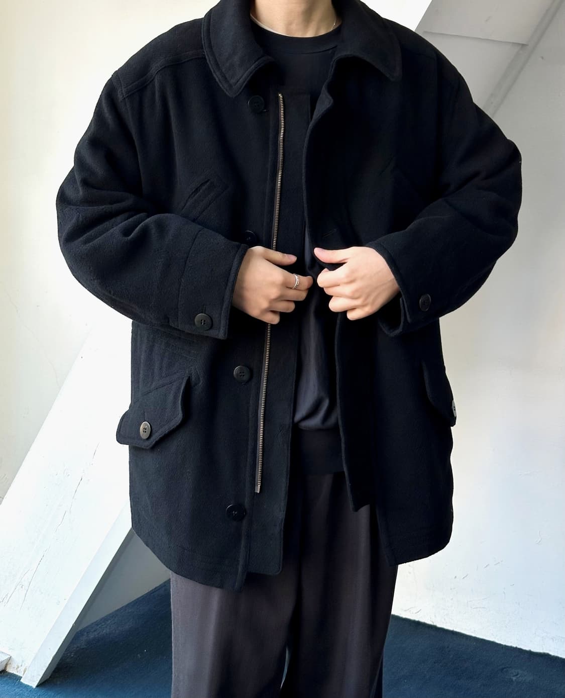 Pure cashmere blend mil design mid coat 상품이미지7