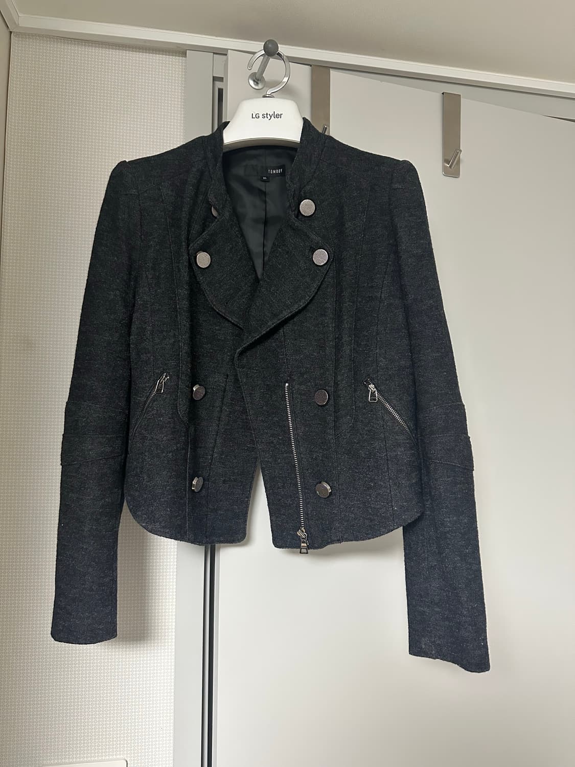 톰보이 여성 그레이 울 혼방 라이더 자켓 55 상품이미지1