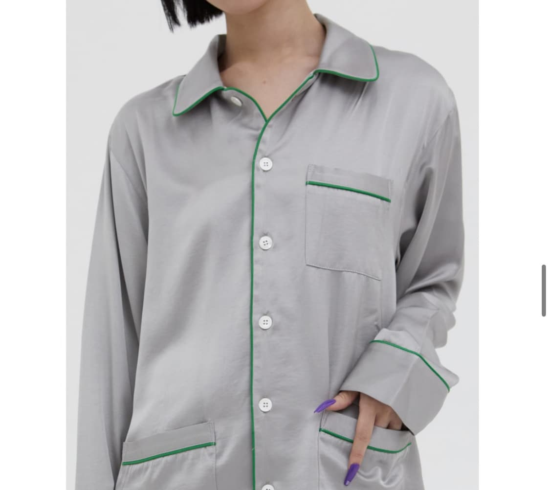 프랭클리 실키 새틴 파자마 세트 그레이 상품이미지1