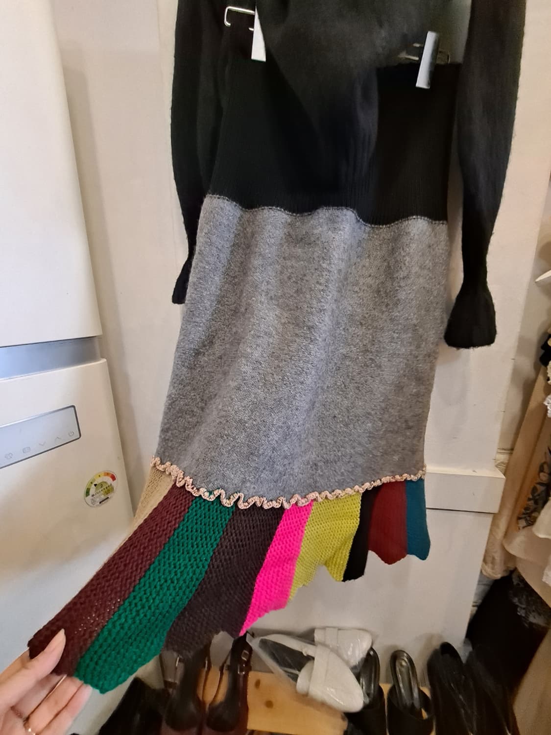 SJYP 프릴니트. 디자이너 램스울 니트스커트 상품이미지7