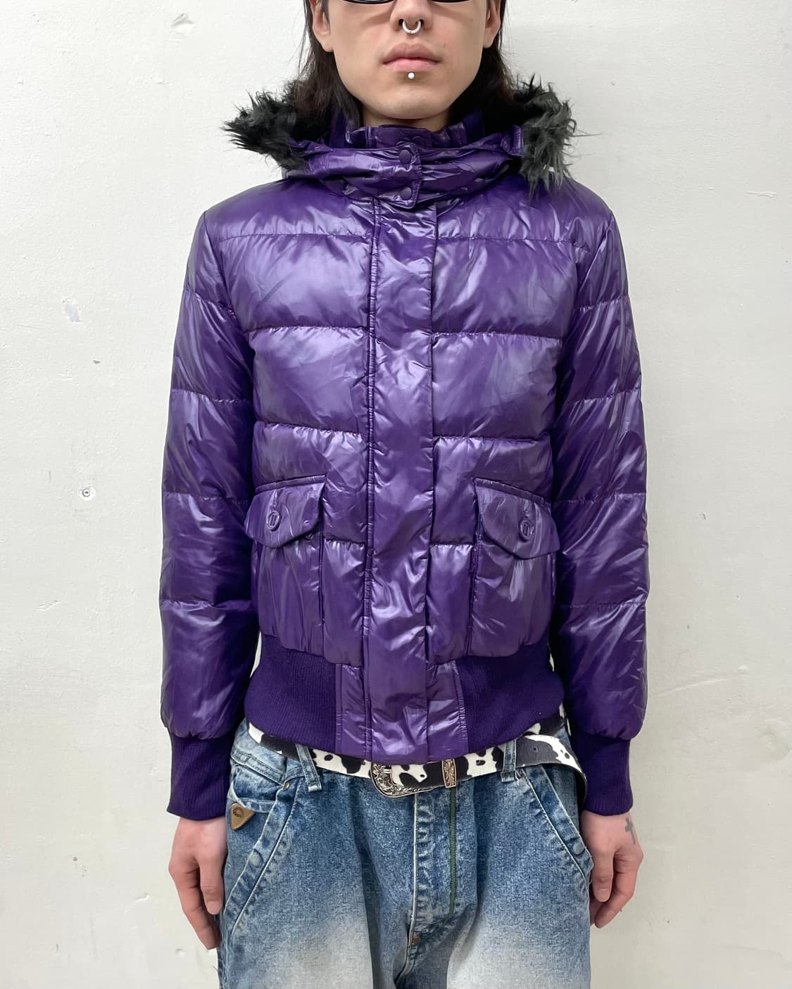 Glossy retro purple padded jacket 상품이미지1