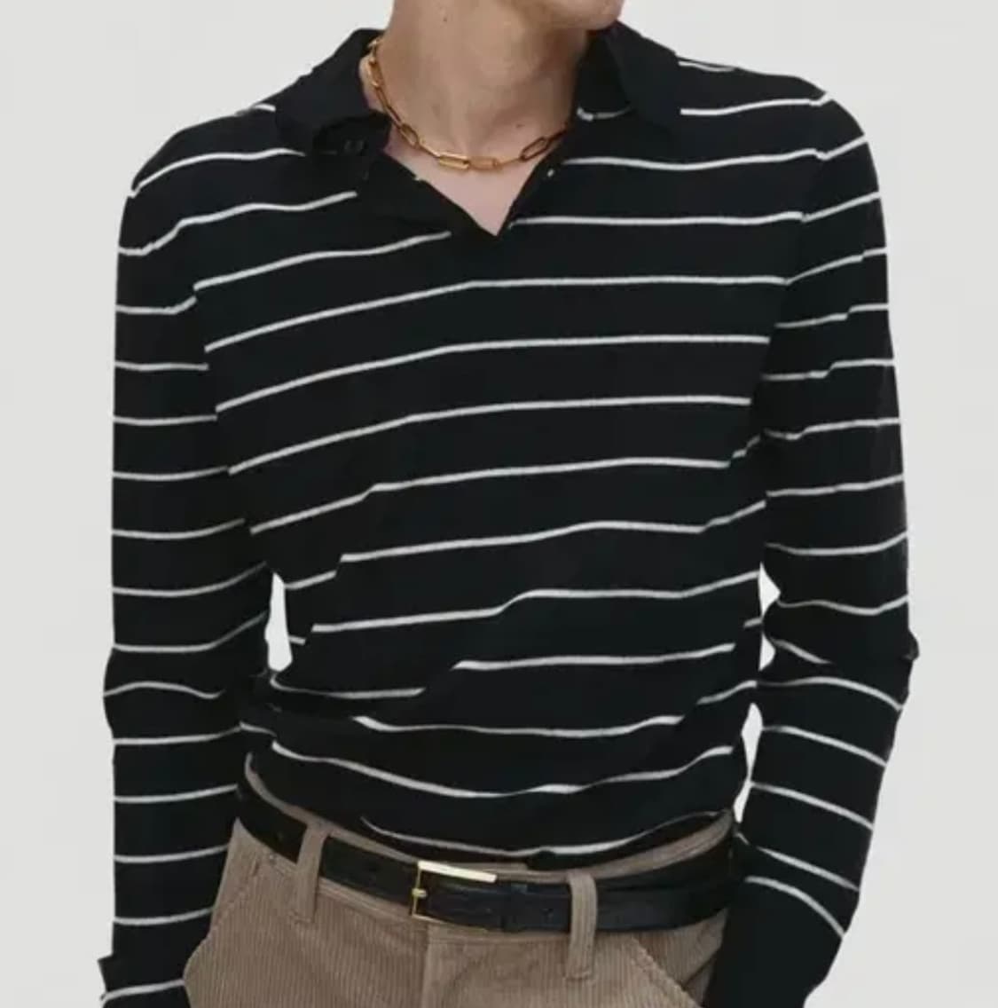 토니웰 파인 울 스트라이프 카라 니트 상품이미지2