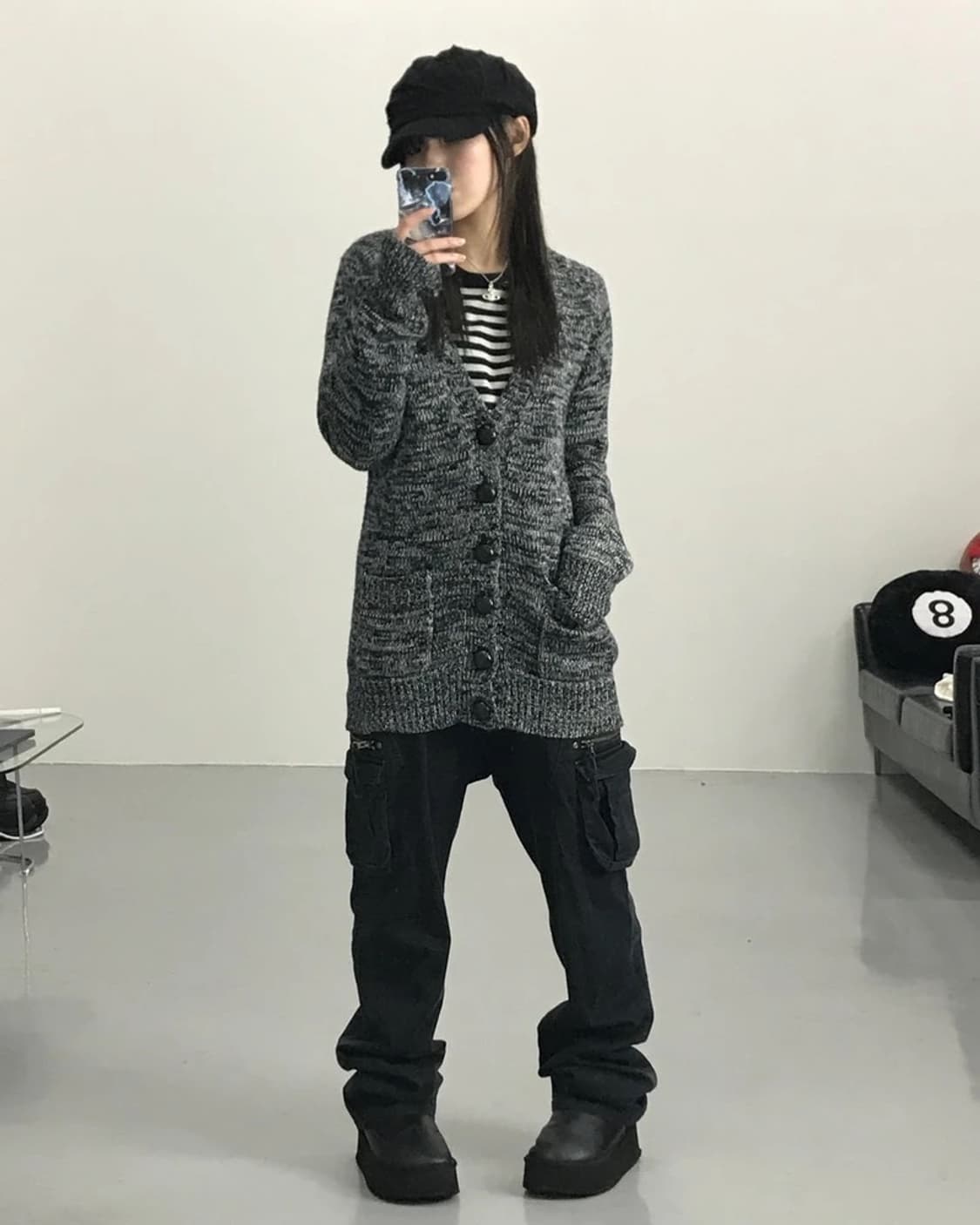 Melange Textured Japan Vintage Cardigan 상품이미지1