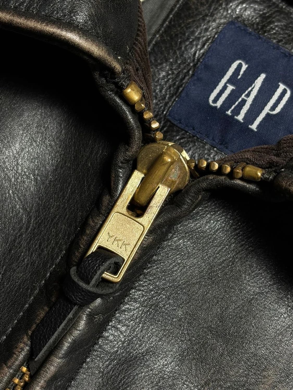 갭 OLD GAP 00's 에이징 소가죽 라이더 자켓 R1329 상품이미지5