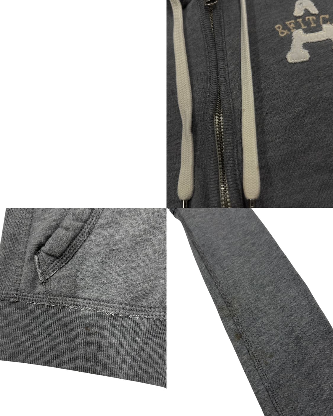 아베크롬비 빈티지 딱붙핏 스펠로고 Y2K 후드집업 자켓 그레이 XS 상품이미지6