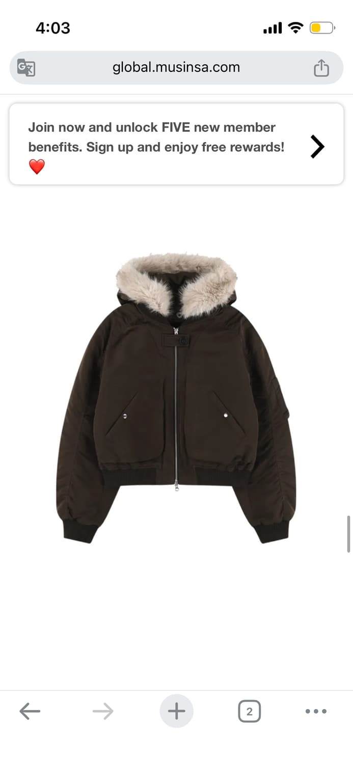 AFTERHOURS 퍼 후드 MA-1 봄버 자켓 브라운 상품이미지6