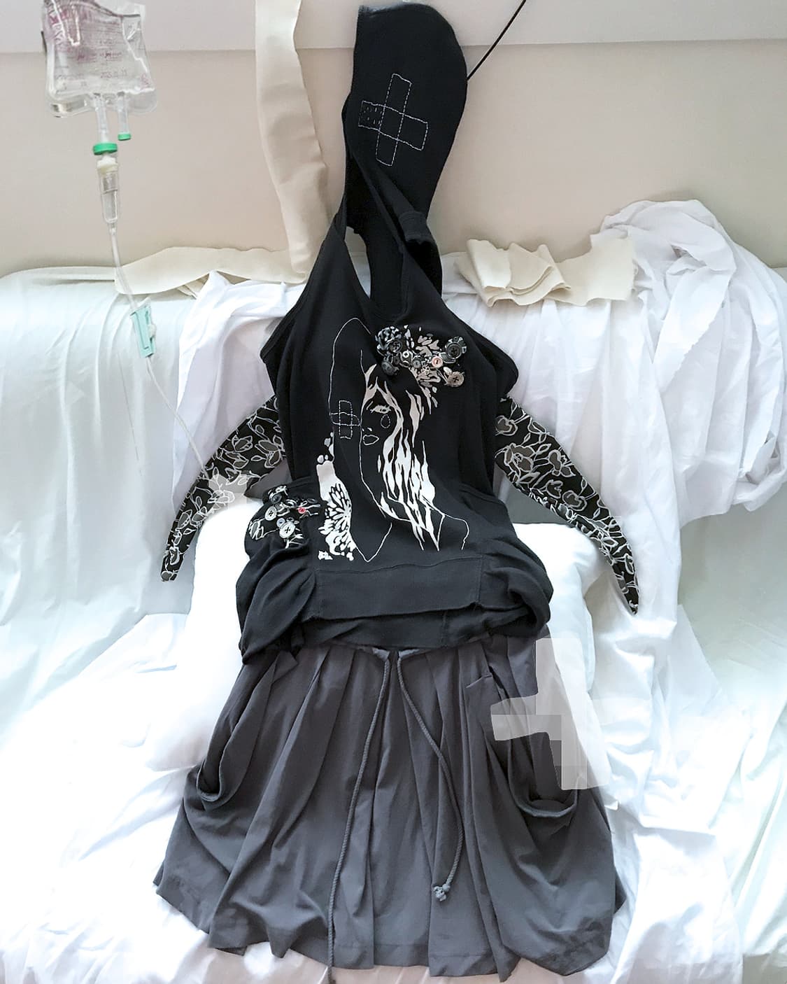Custom top🩹🏥+midi pintuck skirt set 상품이미지1