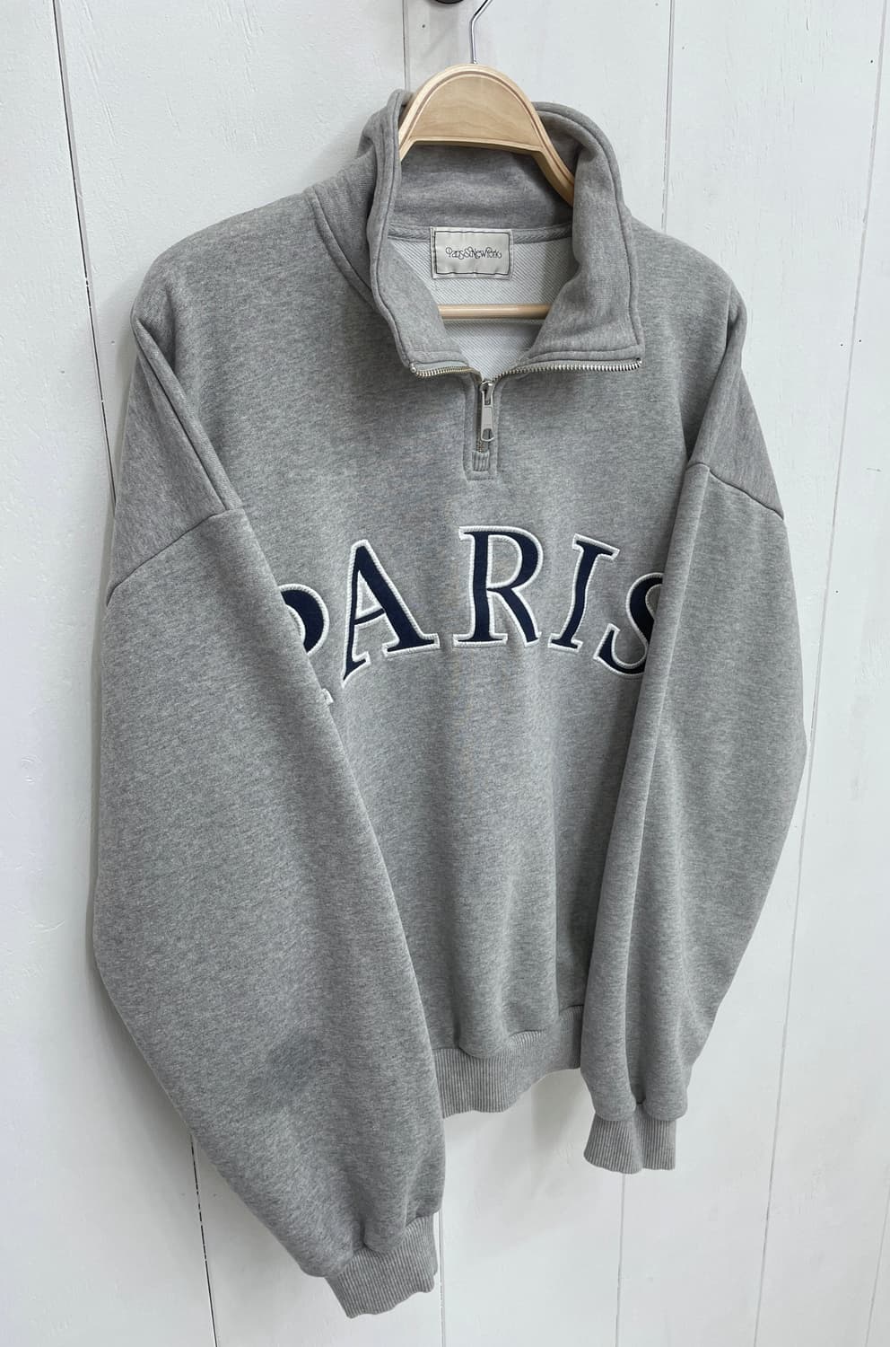 PARIS 자수 반집업 맨투맨 오버핏 상품이미지5