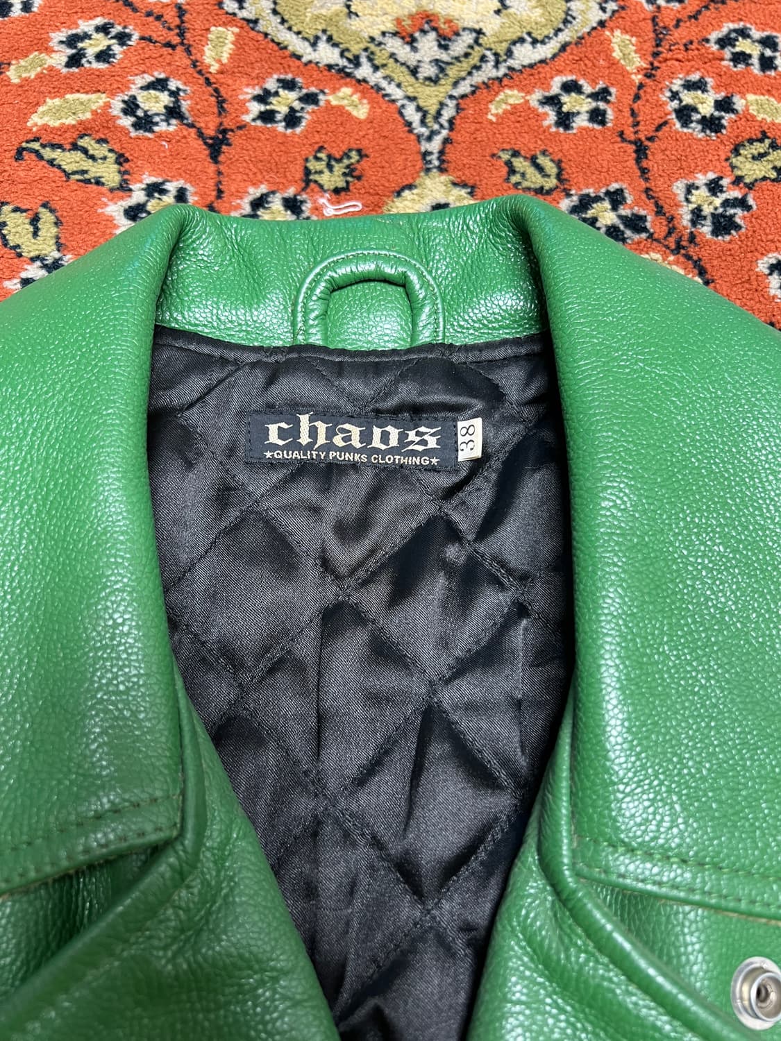 카오스 chaos JPN 그린 소가죽 라이더 자켓  38 상품이미지3