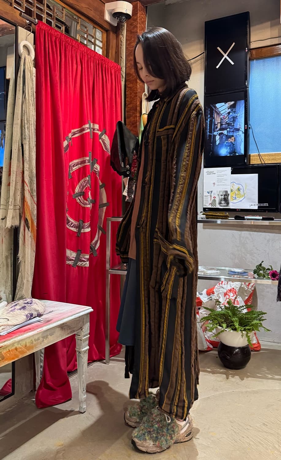 CMMN SWDN 스트라이프 로브 코트 (New) 상품이미지5