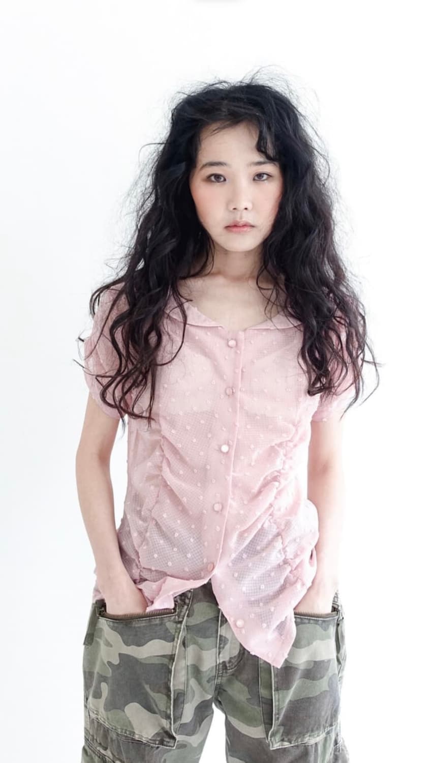 샵페어리 seethrough dot pure blouse pink 상품이미지1