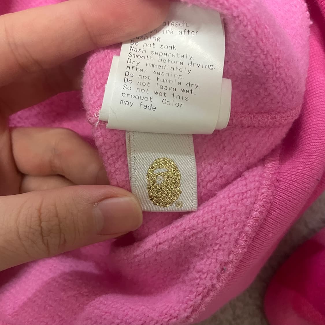 S 최상) 베이프 스타 로고 딸기우유 핑크 카모 후드 집업 상품이미지6