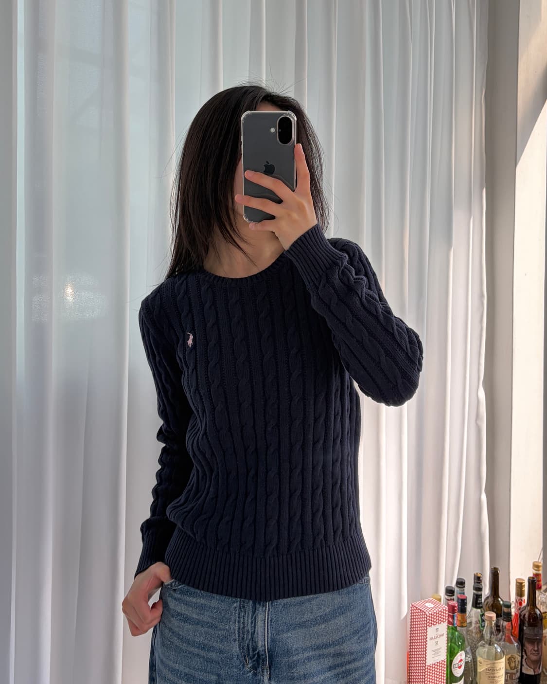 [XS]폴로 랄프로렌 걸즈 꽈배기 케이블 니트 navy 상품이미지1