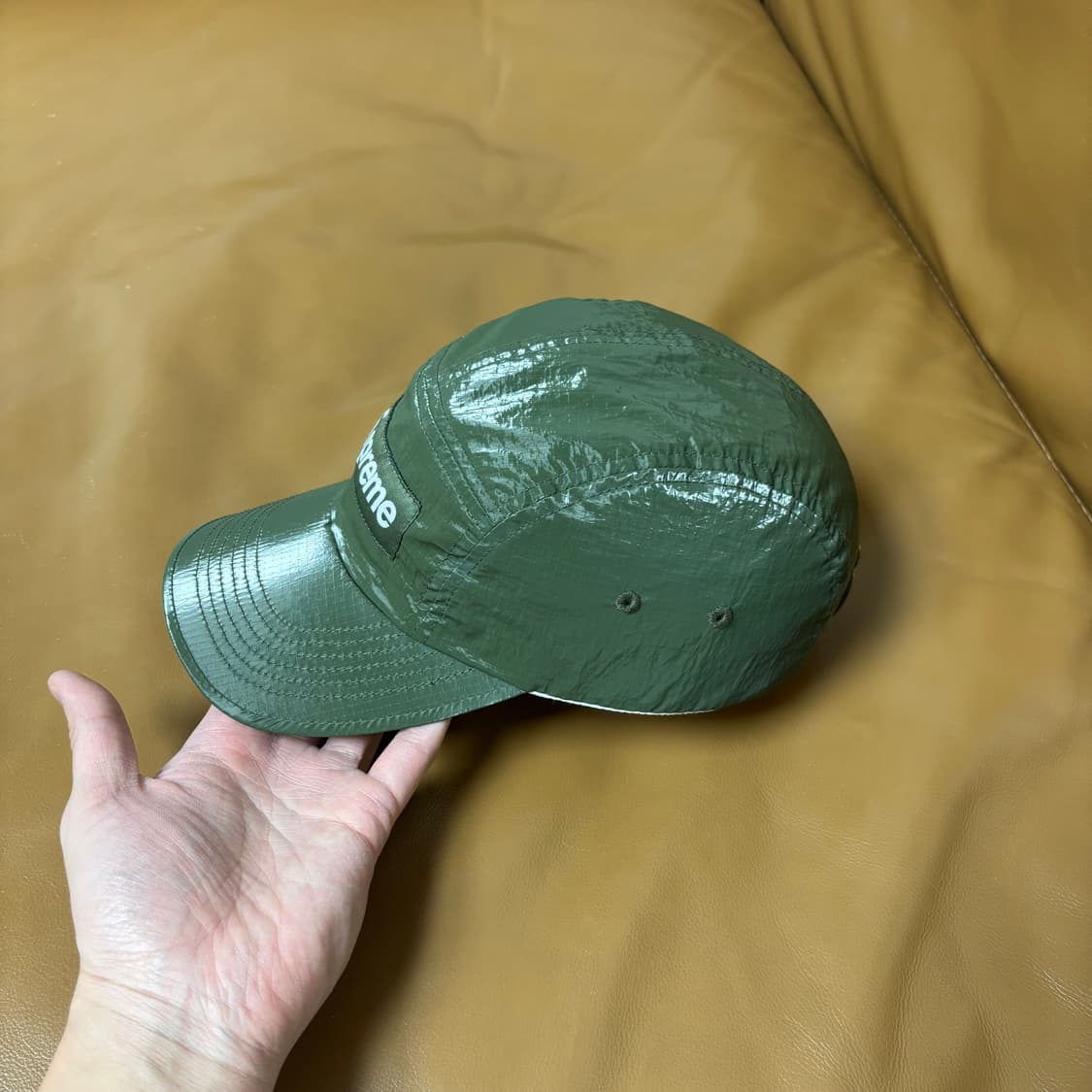 슈프림 캠프캡 모자 박스로고 글로스 립스탑 카키 상품이미지4