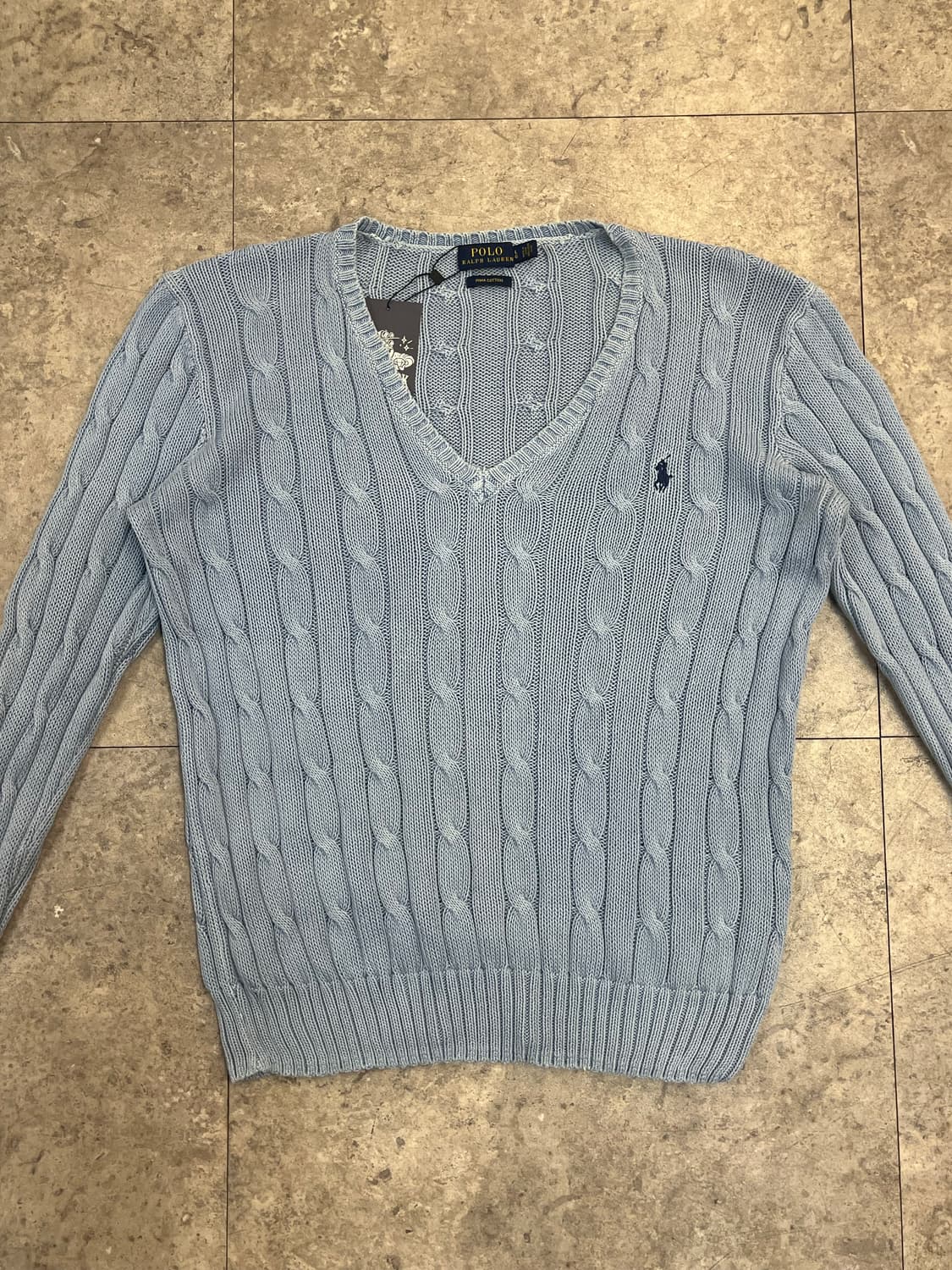 폴로 랄프로렌 브이넥 꽈배기 니트 스카이블루 L  #csz3776  상품이미지5