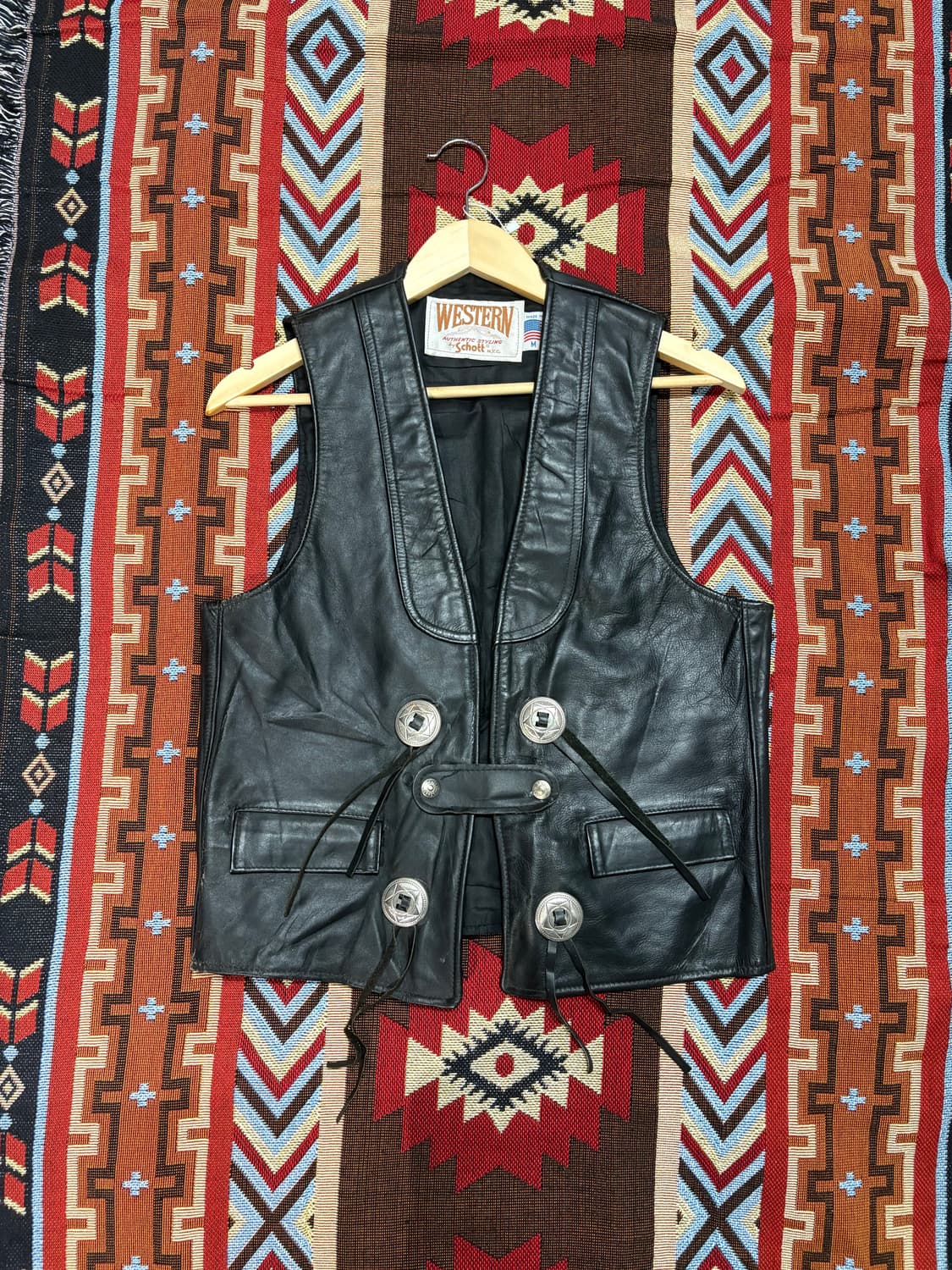 Schott 웨스턴 가죽 레더베스트 자켓 상품이미지1