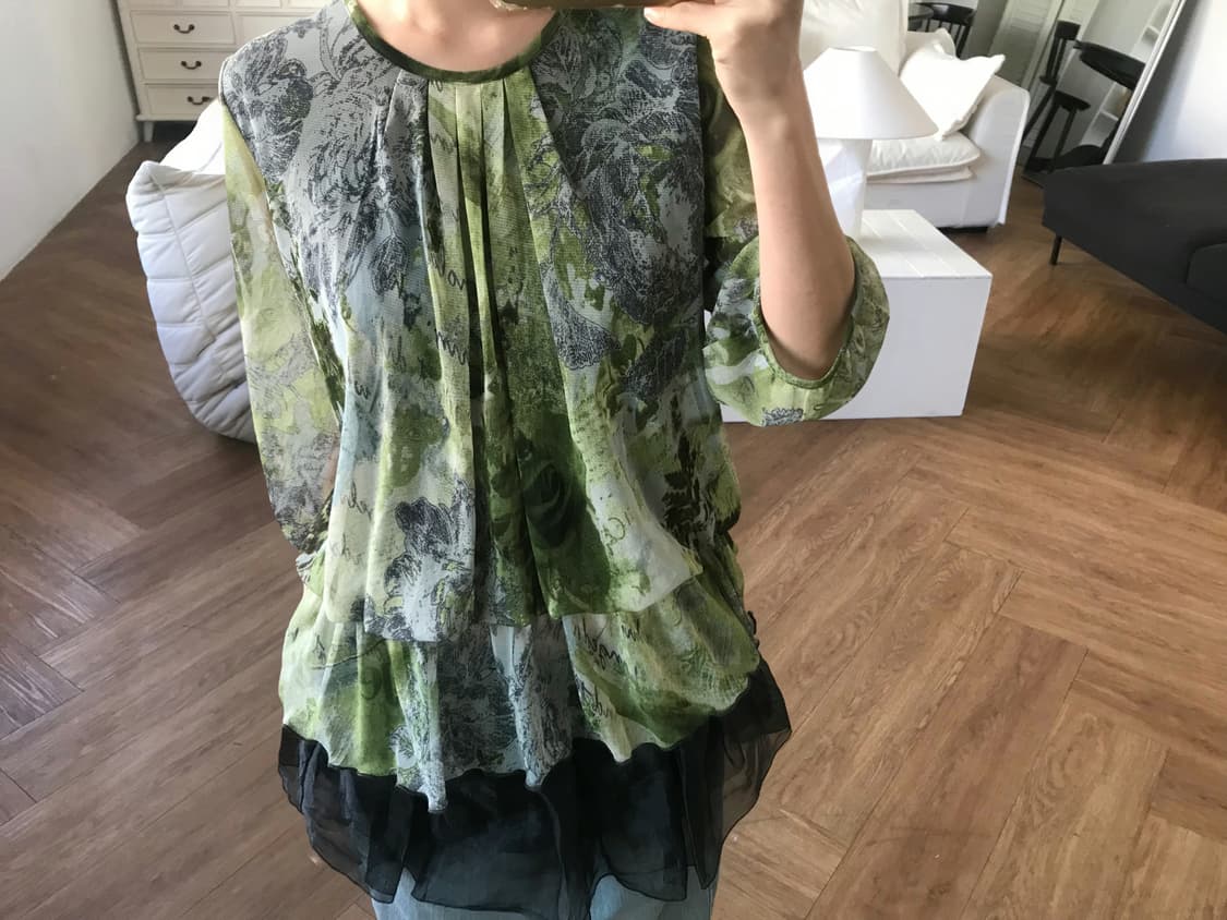 vintage pattern mash top 상품이미지3