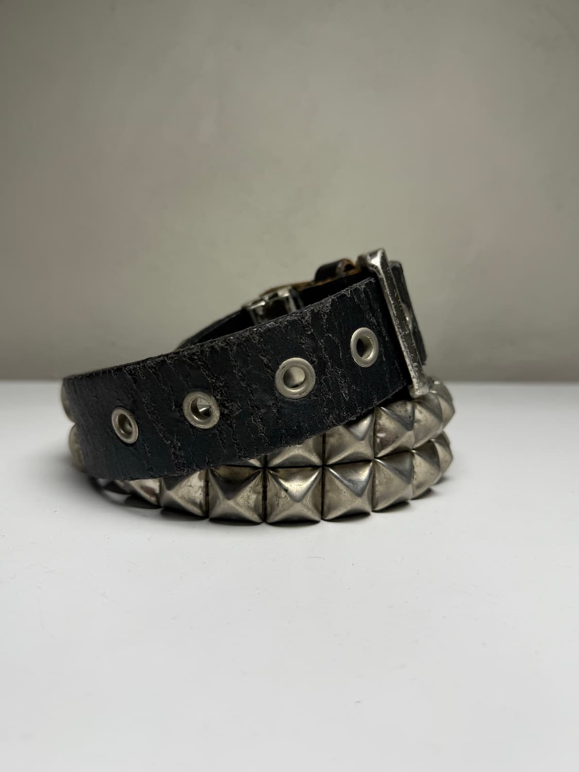 일본제 빈티지 진짜 가죽 스터드 폭탄 벨트 상품이미지3
