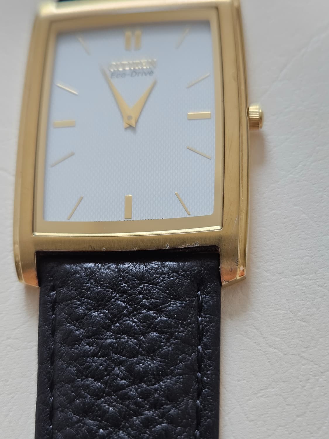 빈티지 시티즌 에코드라이브 사각 금장 가죽 시계 상품이미지3