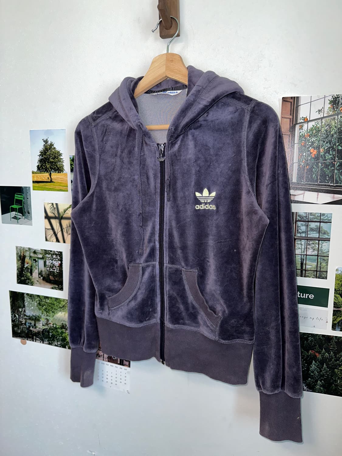 Adidas purple velvet 후드집업 상품이미지2