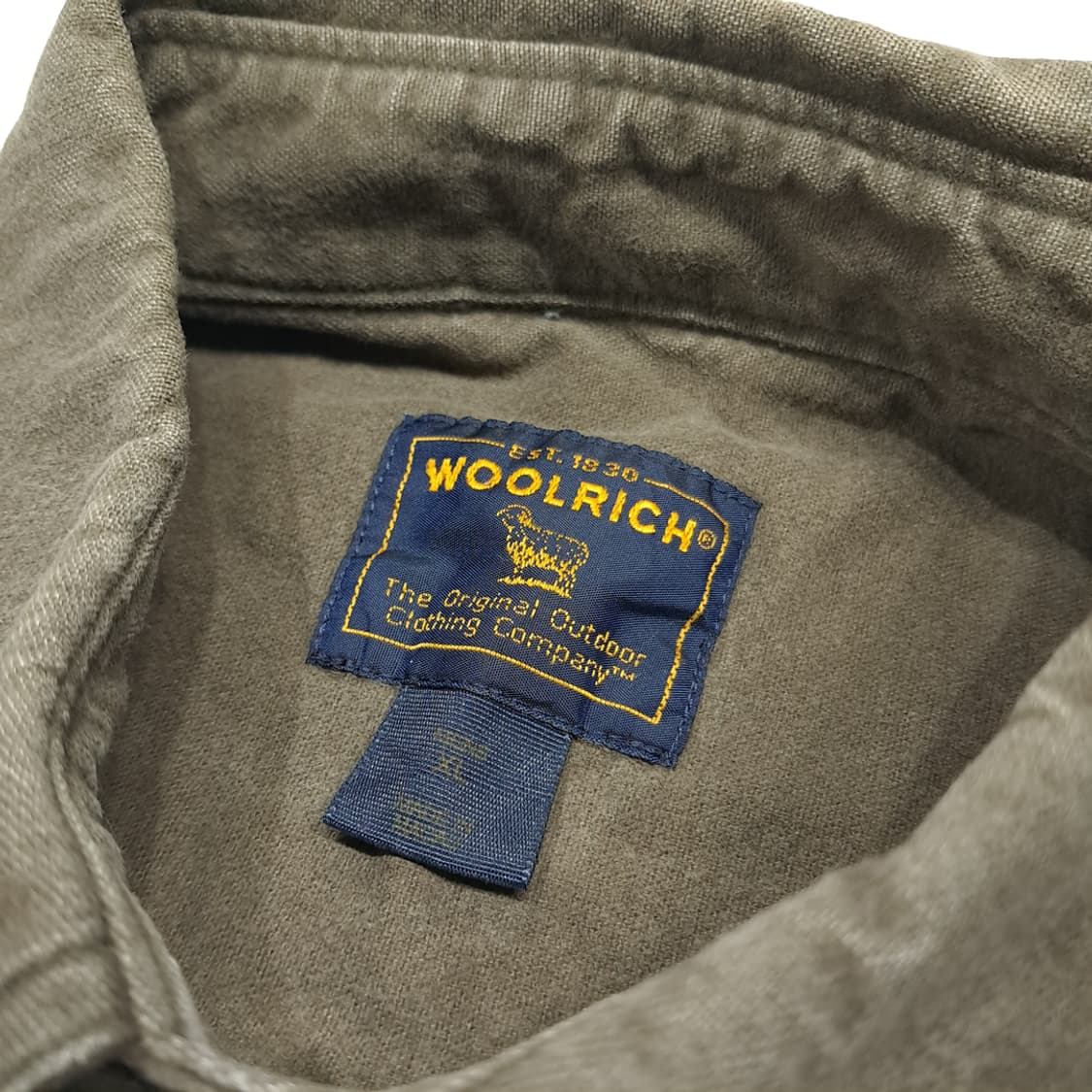 CL498 XL 울리치 90s 마카오판 코튼 사슴그래픽 올리브 셔츠 상품이미지3