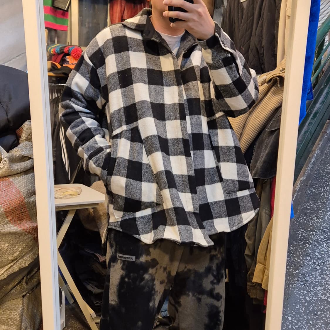 FREE(착샷잇음 ) 체스체크 오버핏 셔츠자켓  상품이미지4