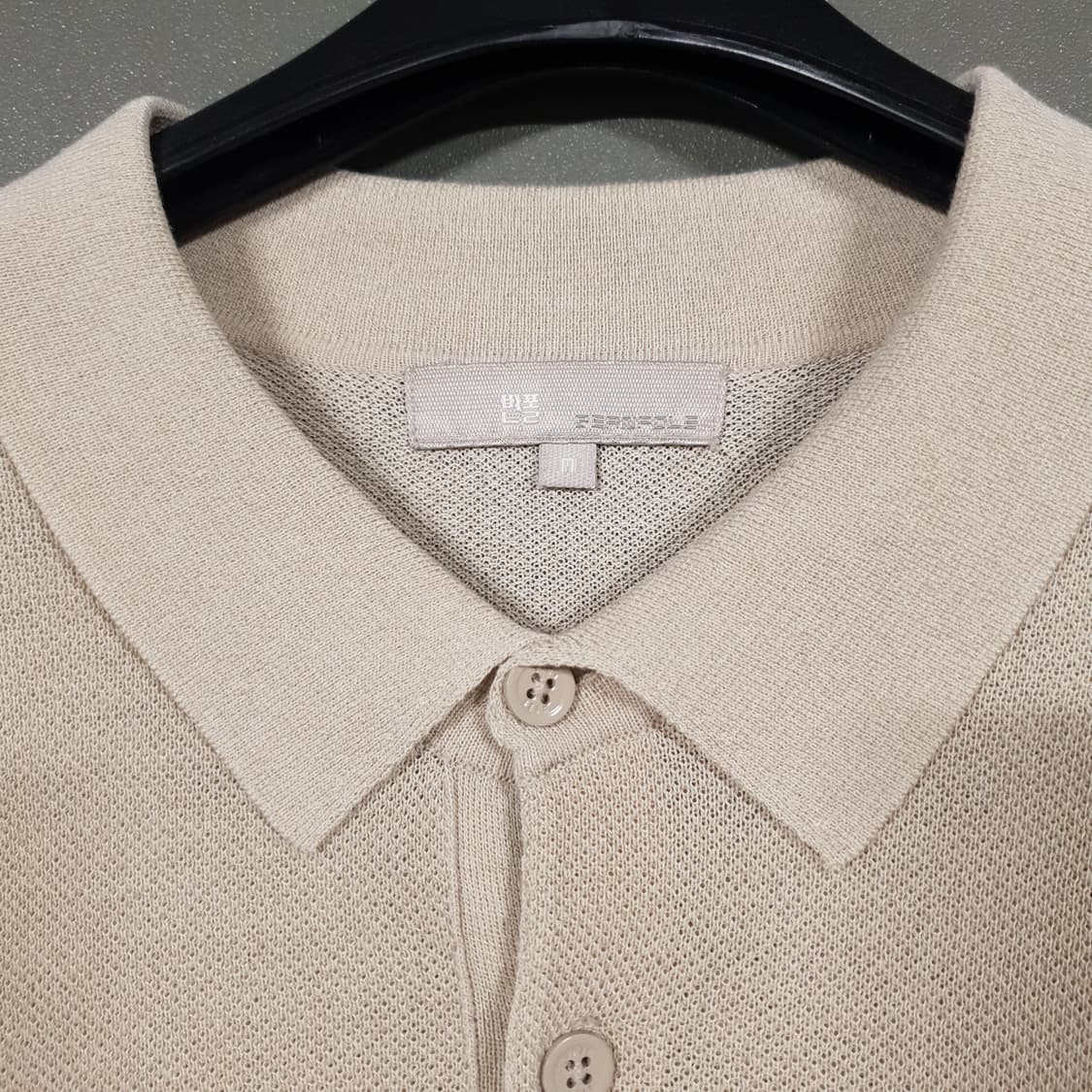빈폴 신형 21ss 솔리드 피케 칼라 반팔 니트 폴로 셔츠 베이지 100 상품이미지4