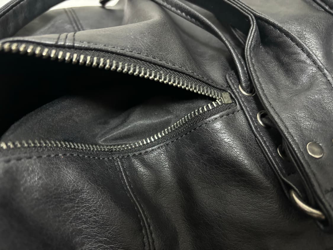 팬시클럽 벨티드 워싱 레더백 블랙 상품이미지7