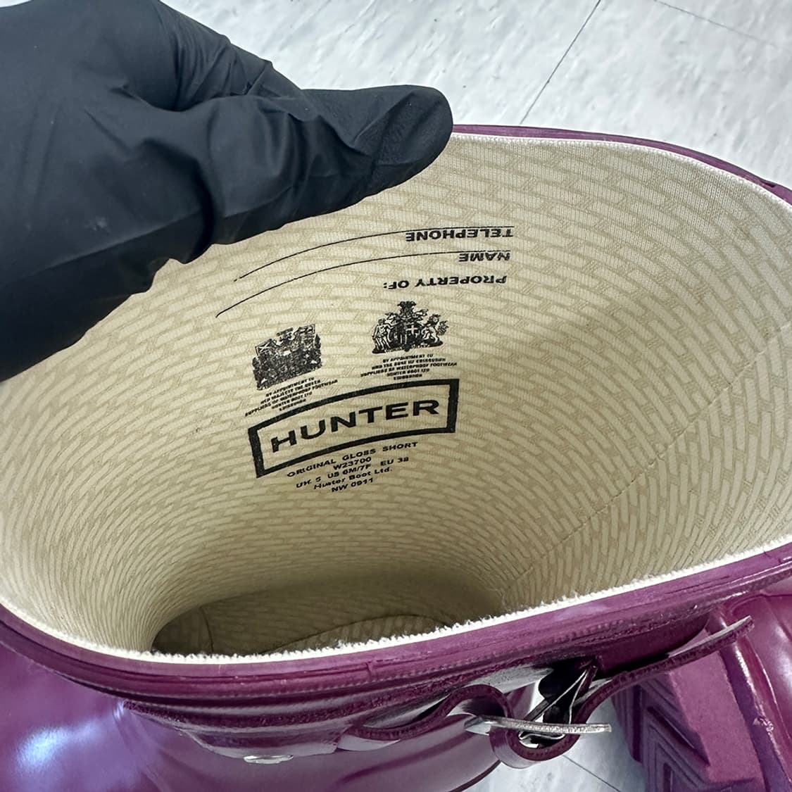 헌터 글로스 쇼트 레인부츠 장화 여름 장마 롱 바이올렛 여성 240mm 상품이미지7