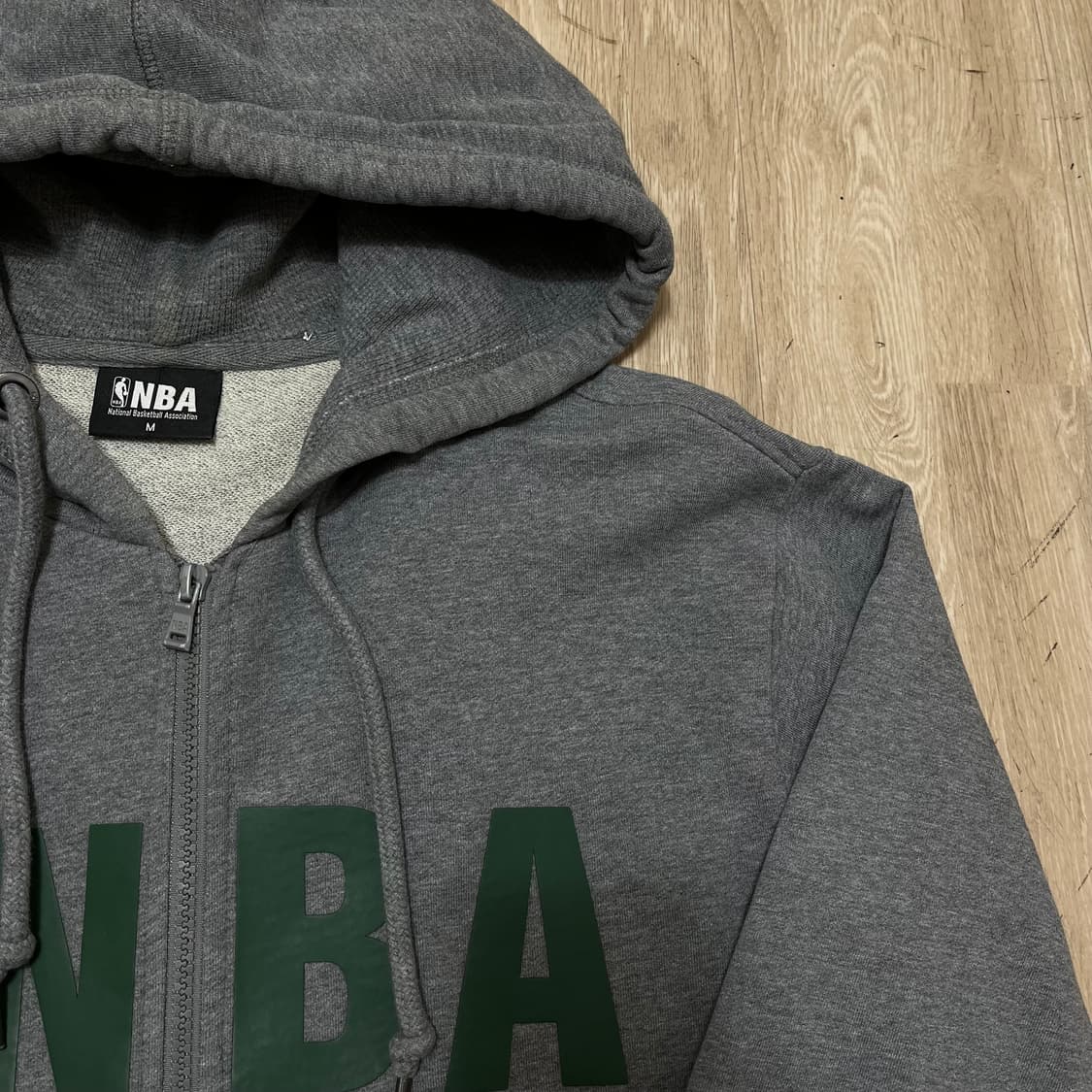 NBA 멜란지 그레이 딥그린 프린팅 로고 코튼 후드 집업 M(95) 상품이미지2