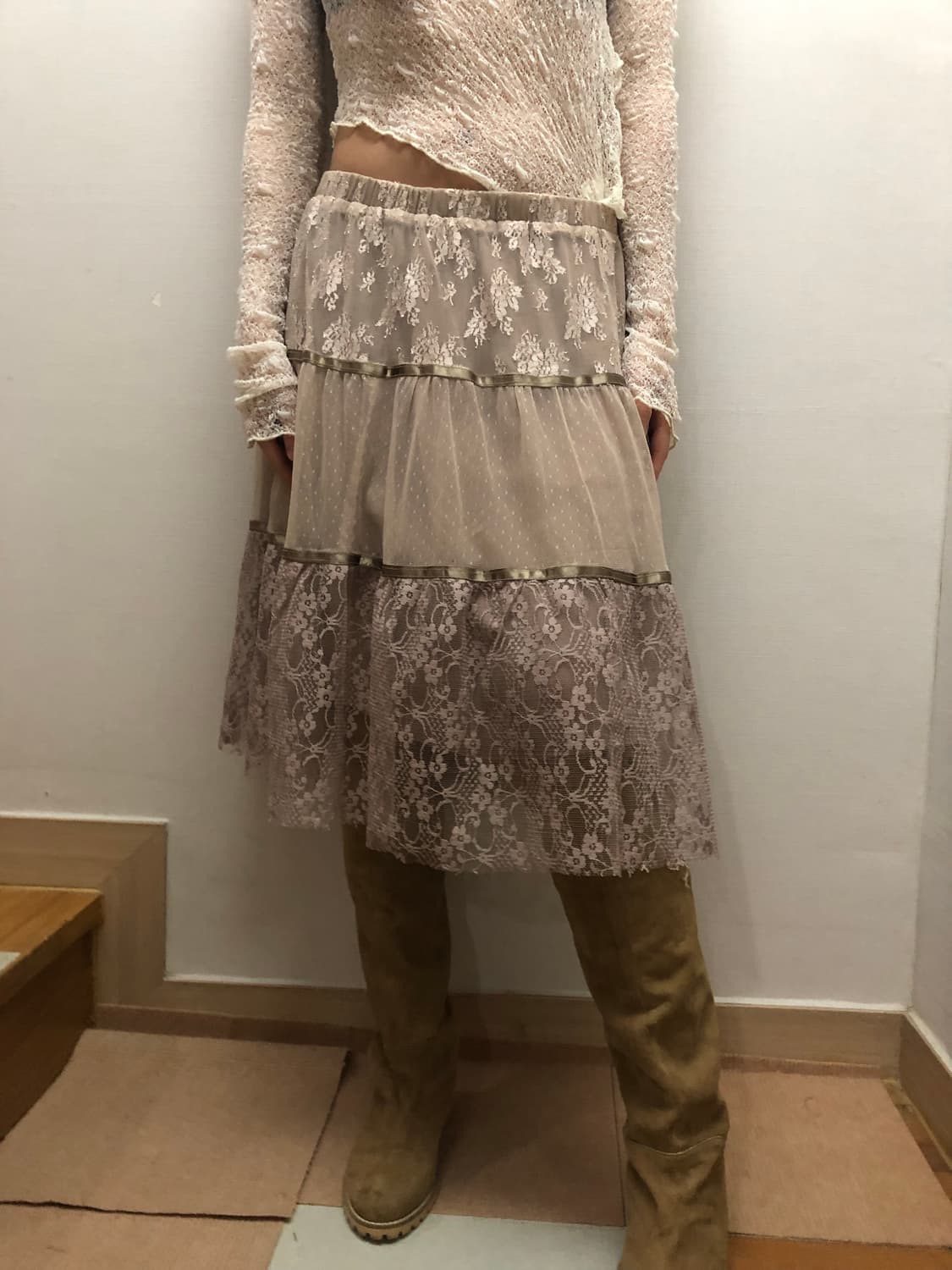 빈티지 인디핑크 레이스 스커트 상품이미지7