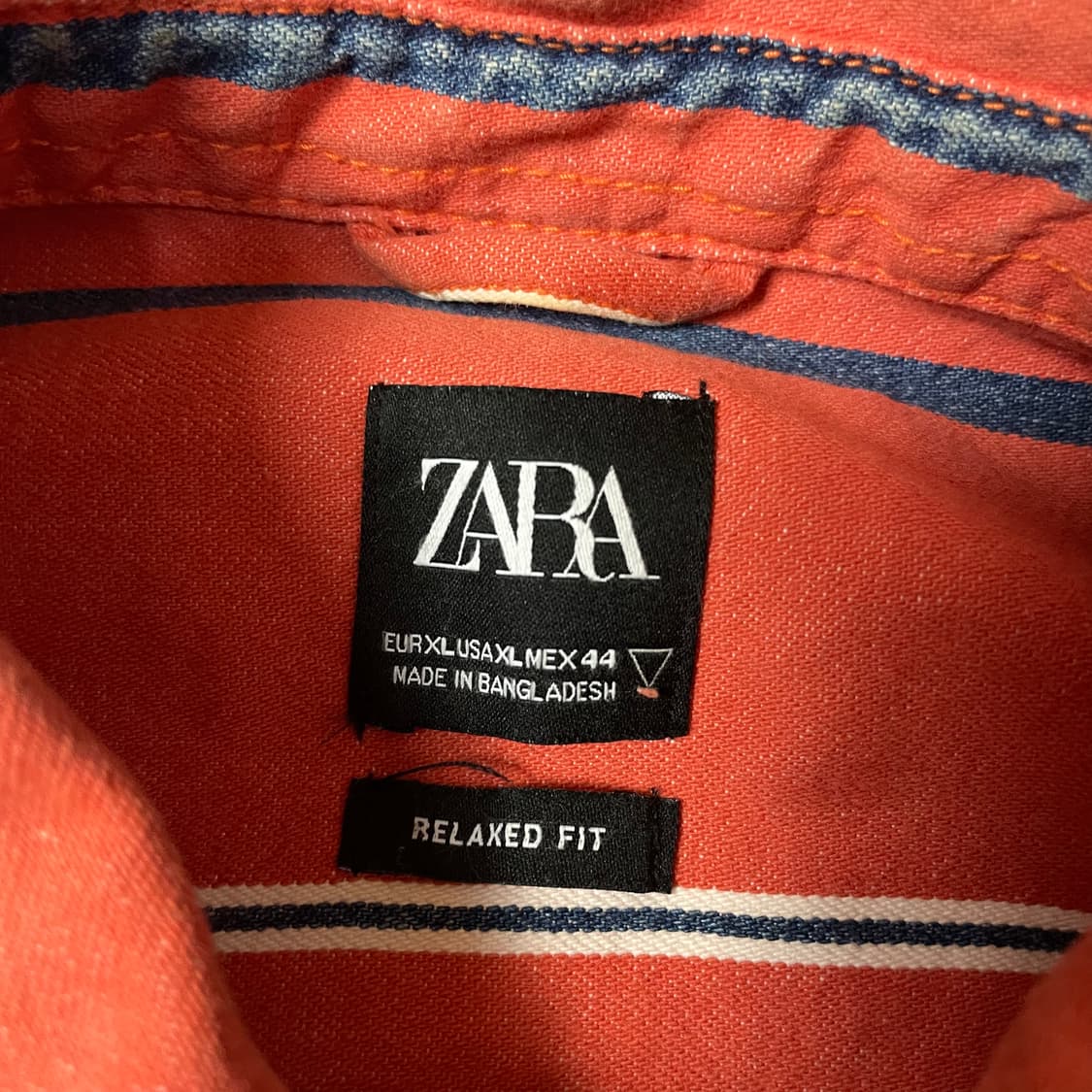 자라 오렌지 스트라이프 긴팔 셔츠 레귤러핏 XL 상품이미지4