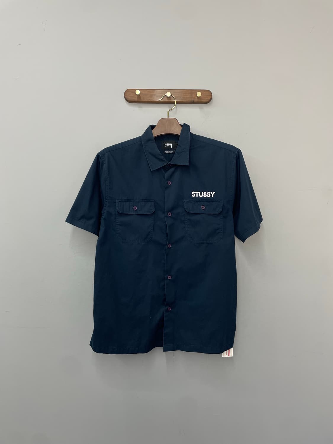스투시 로고 프린팅 네이비 반팔 셔츠 H2558 상품이미지2