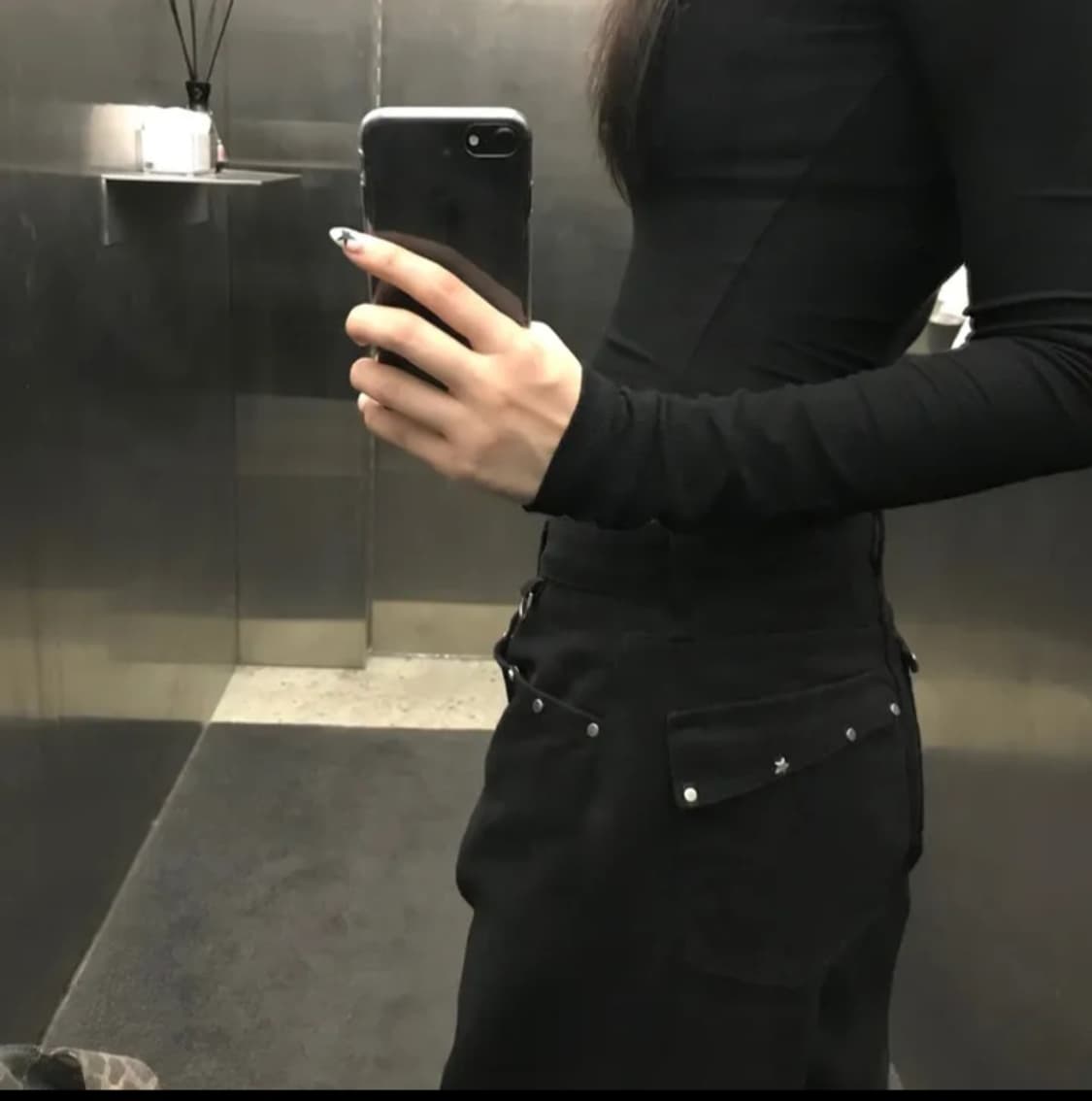 스타 블랙 와이드 코튼 팬츠 상품이미지1