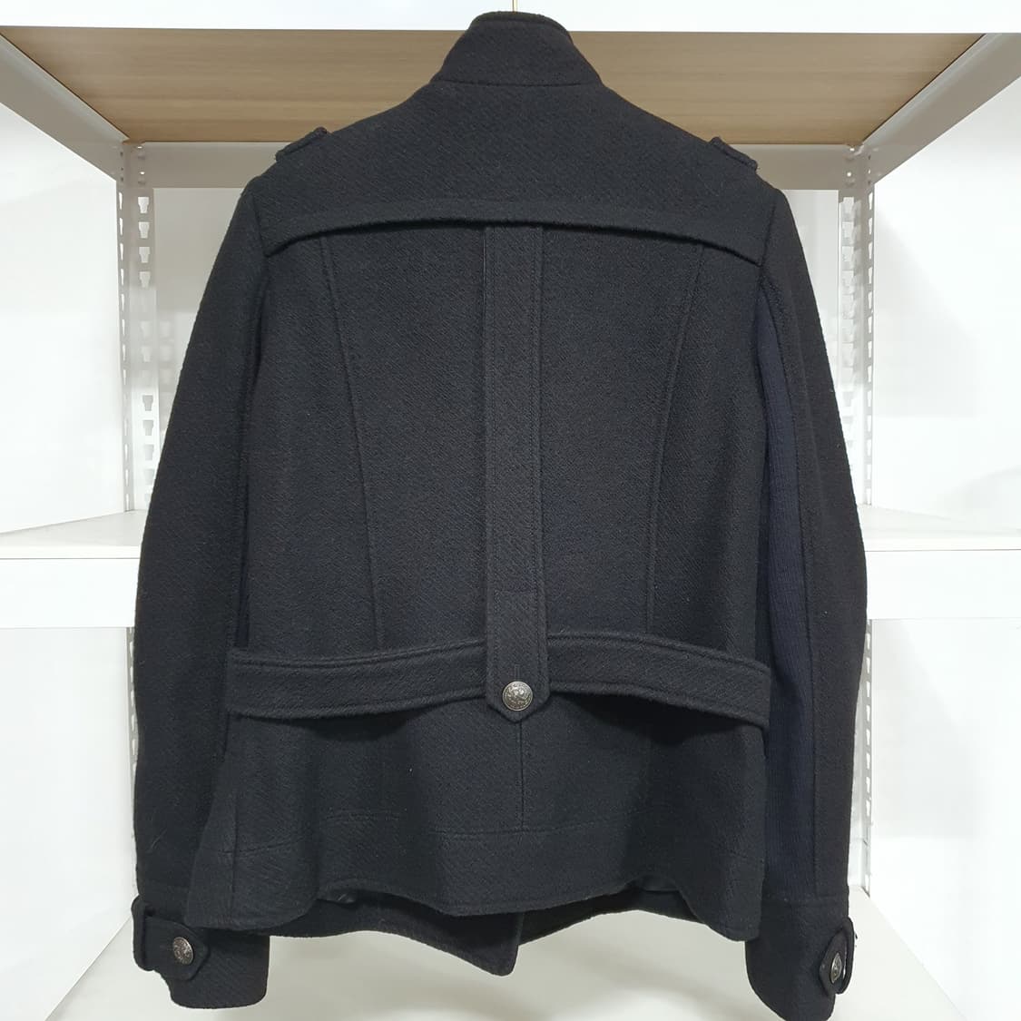 blu:pepe 블랙 벨트 피코트 모직 라이더 자켓 상품이미지3