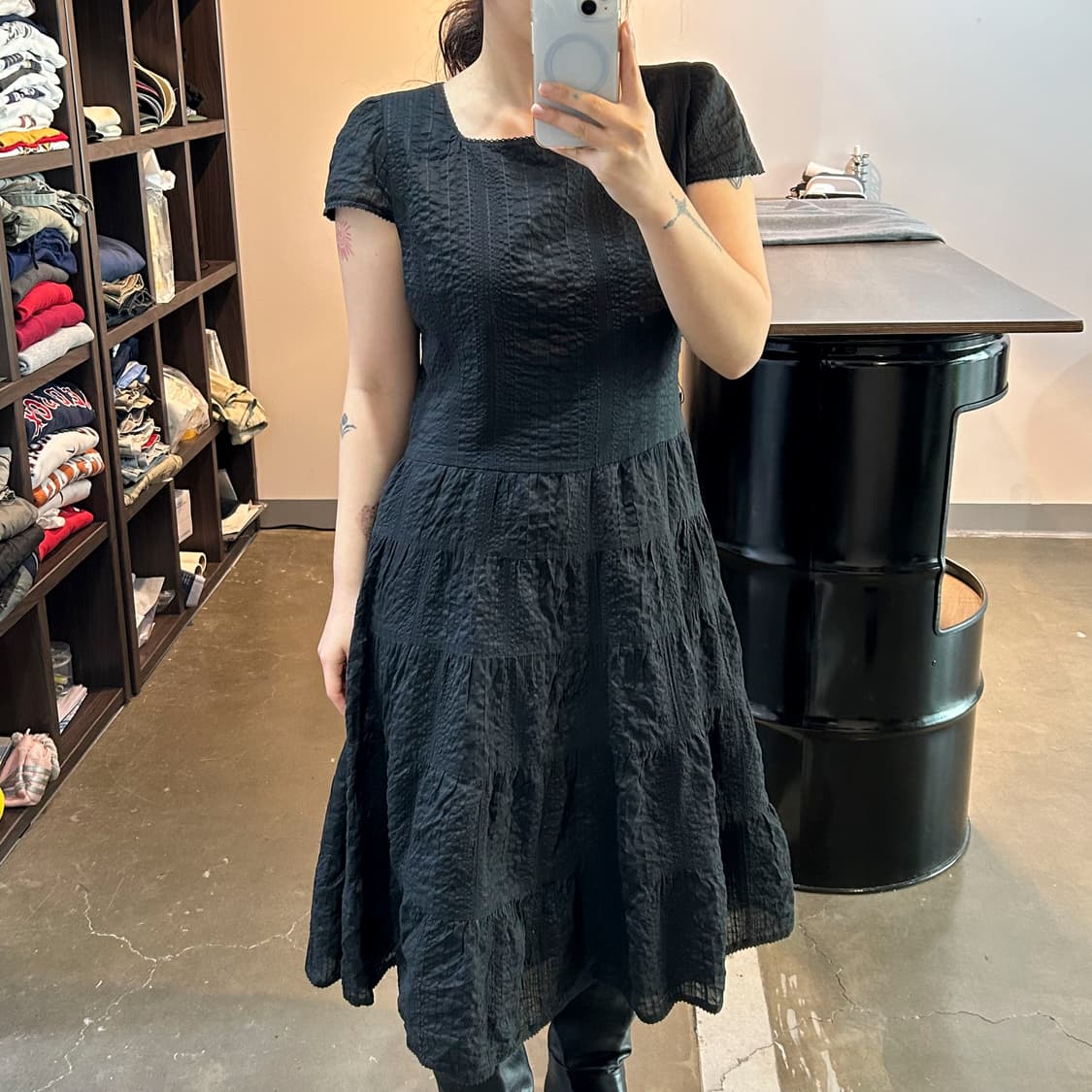 블랙 퍼프 캉캉 빈티지 원피스 상품이미지3