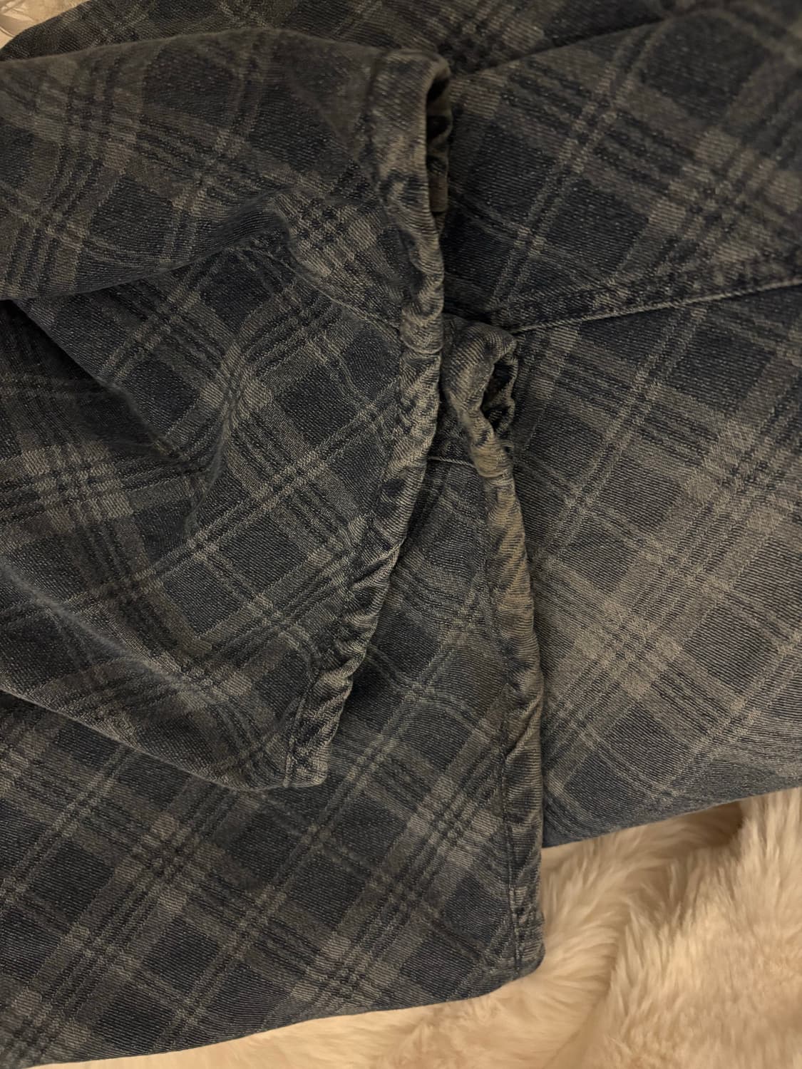 배드블러드 라이온 패치 워시드 배럴 팬츠 - 블루데님 상품이미지2