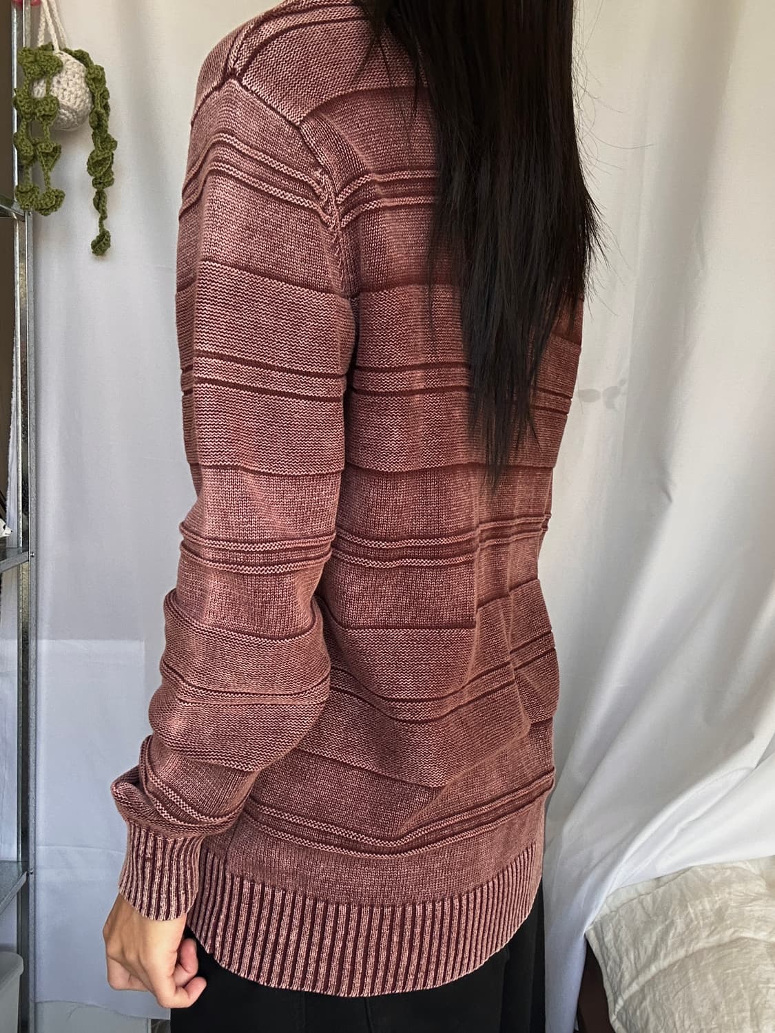 빈티지 버건디 코튼 라운드 니트 상품이미지4