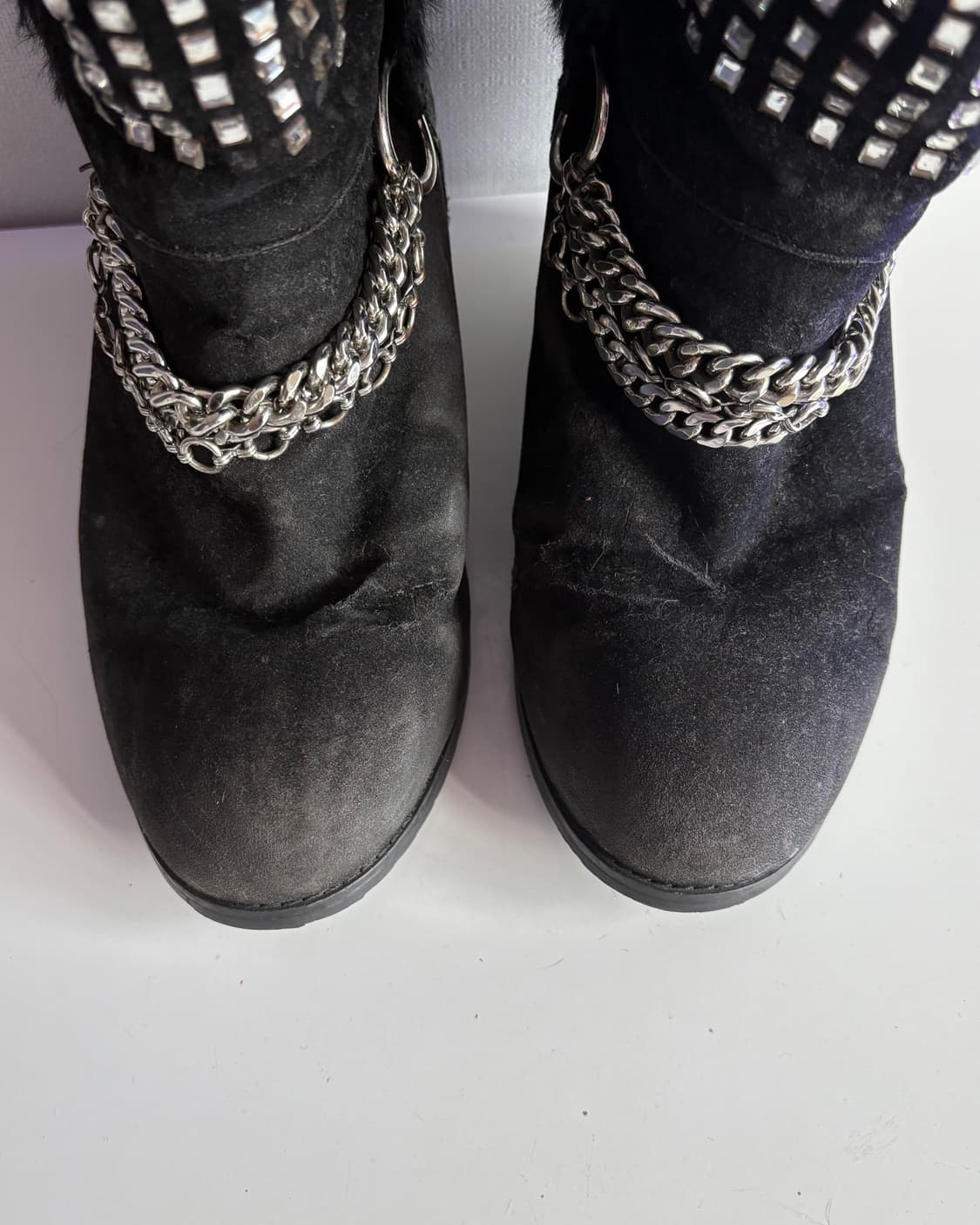 Egoist stud chain mix fur wedge boots 상품이미지8